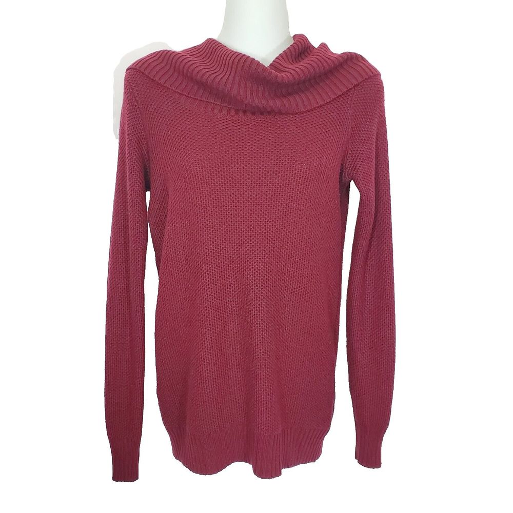 The Limited Sweater XS Burgundy Cowl Neck Ribbed Pullover Lightweight